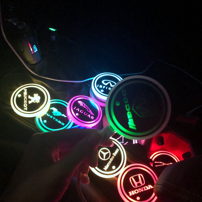 thumbnail image 2 of LED Illuminated Cup Holder Coaster Pad Mat For Mercedes A B C E ML GL GLC S Class 2 of 5
